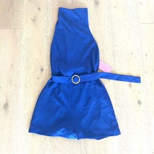 Stunning  blue backless romper Amanda Uprichard
